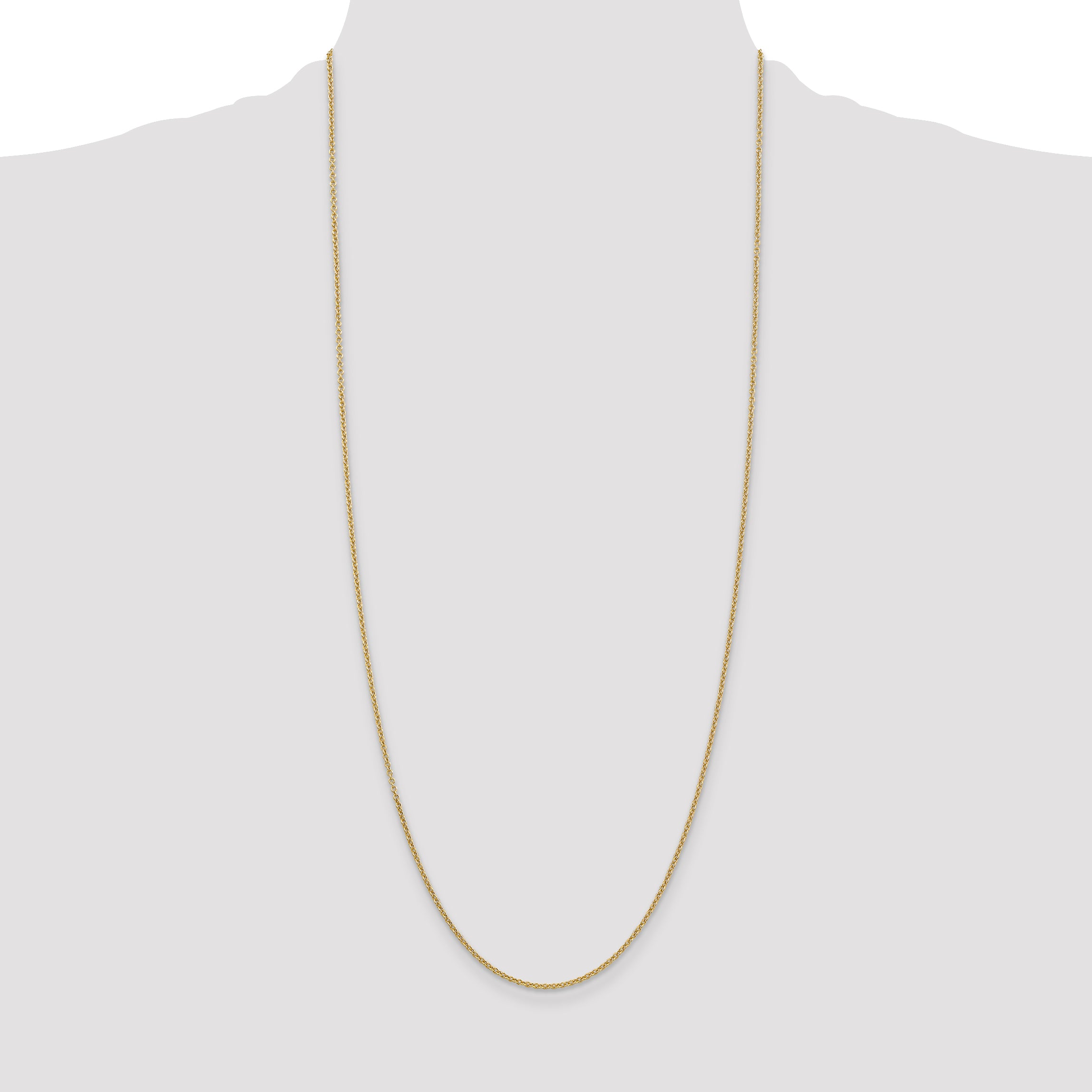 14K Yellow Gold 30 Inch 1.6mm Round Open Link Cable With Lobster Clasp Chain