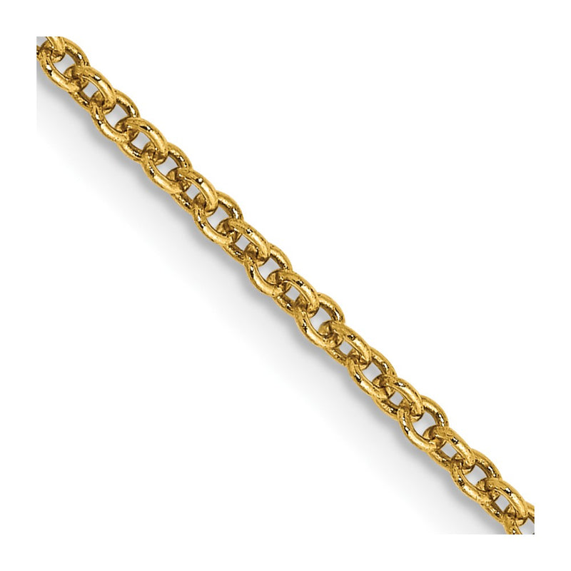 14K Yellow Gold 1.6mm Round Open Link Cable With Lobster Clasp Chain Necklace
