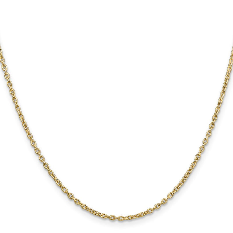 14K Yellow Gold 30 Inch 2mm Round Open Link Cable With Lobster Clasp Chain Necklace