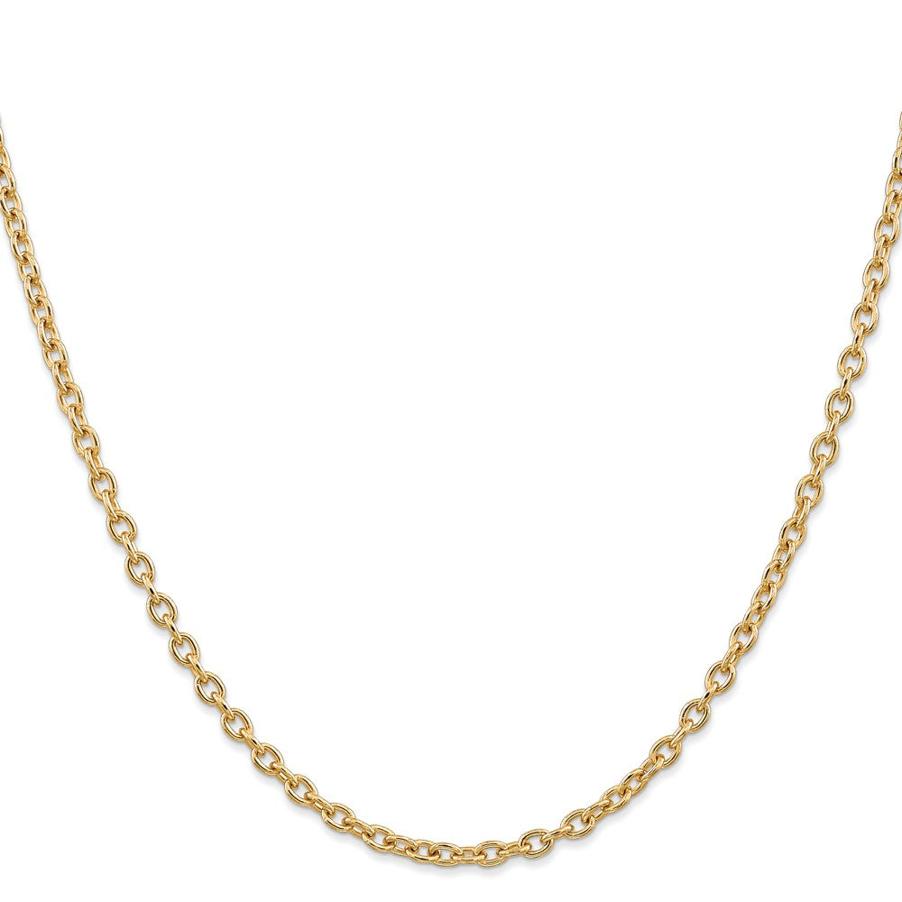 14K Yellow Gold 18 inch 3.2mm Round Open Link Cable with Lobster Clasp Chain Necklace
