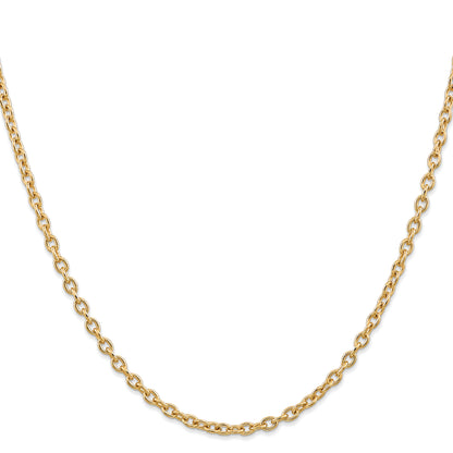 14K Yellow Gold 24 inch 3.2mm Round Open Link Cable with Lobster Clasp Chain Necklace