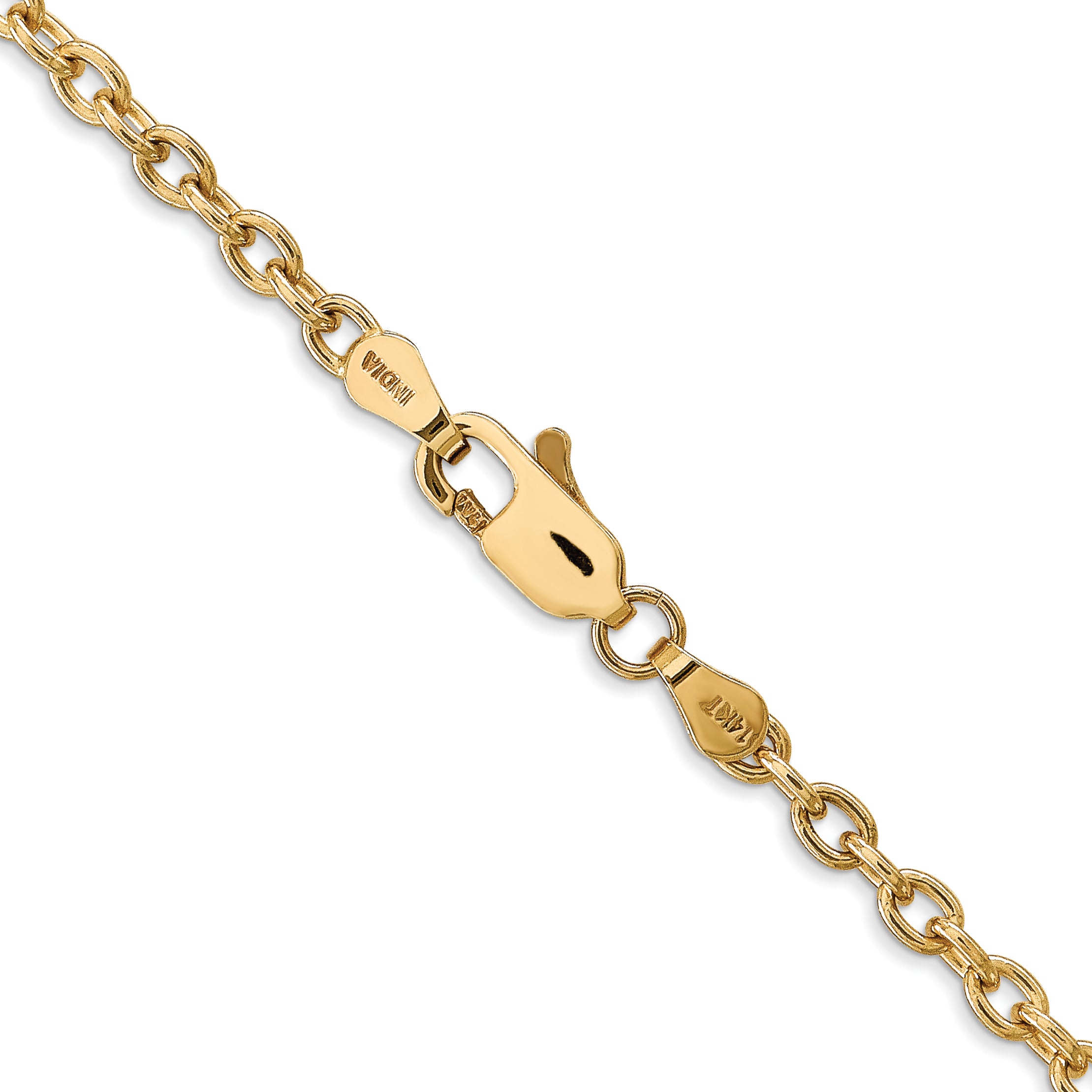 14K Yellow Gold 20 inch 3.2mm Round Open Link Cable with Lobster Clasp Chain Necklace