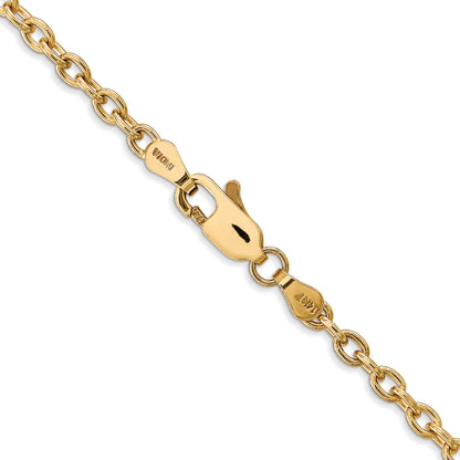 14K Yellow Gold 24 inch 3.2mm Round Open Link Cable with Lobster Clasp Chain Necklace