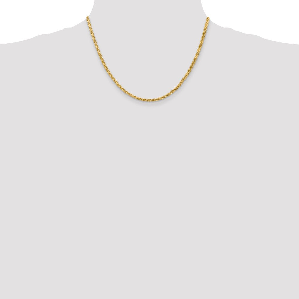 14K Yellow Gold 3mm Parisian Wheat With Lobster Clasp Chain Necklace