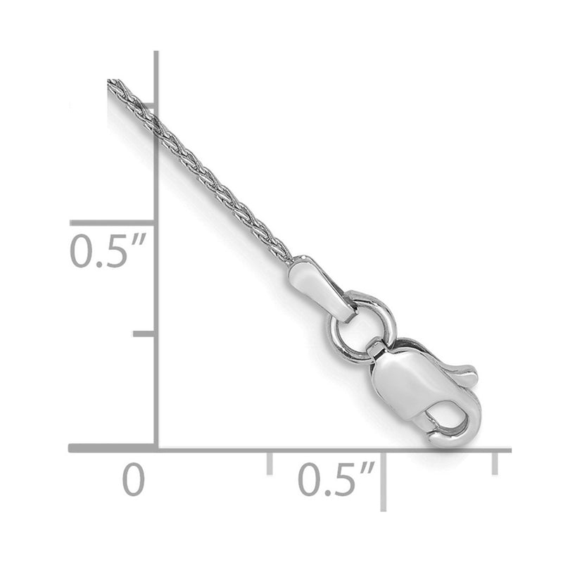 14K White Gold 1mm Parisian Wheat With Lobster Clasp Chain Anklet