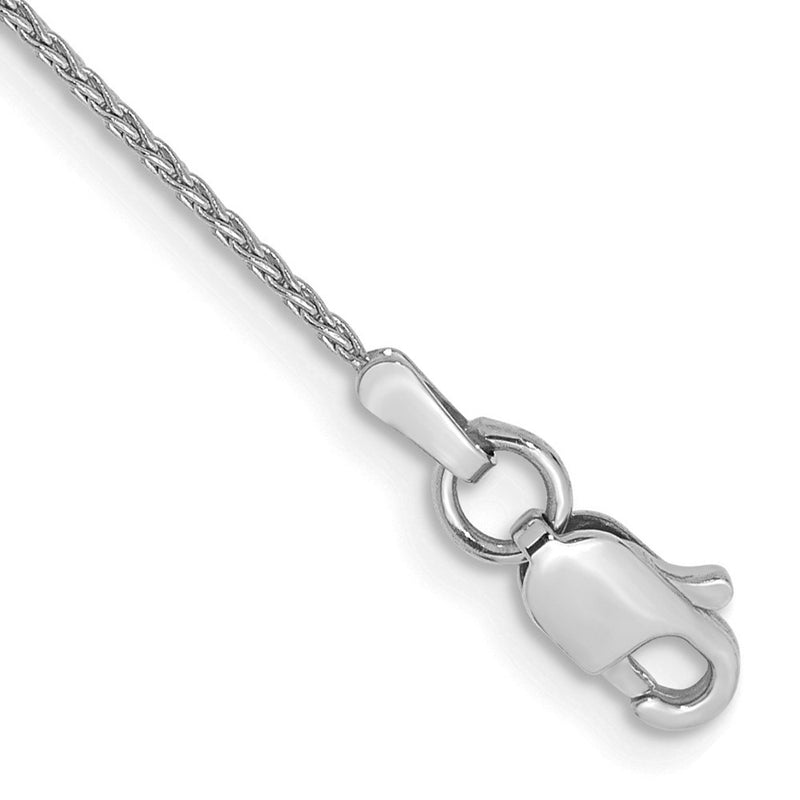 14K White Gold 1mm Parisian Wheat With Lobster Clasp Chain Anklet