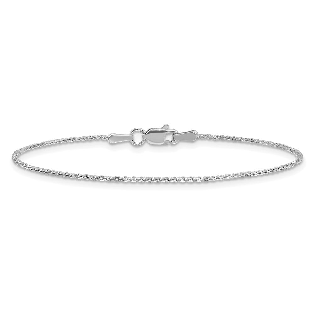 14K White Gold 1.2mm Parisian Wheat With Lobster Clasp Chain Anklet