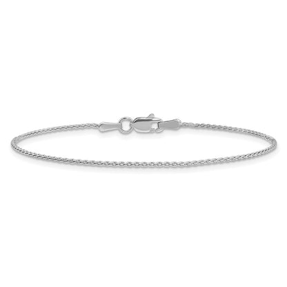 14K White Gold 1.2mm Parisian Wheat With Lobster Clasp Chain Anklet