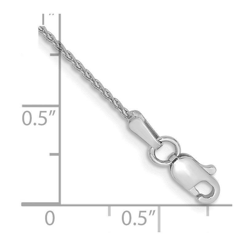 14K White Gold 1.2mm Parisian Wheat With Lobster Clasp Chain Anklet