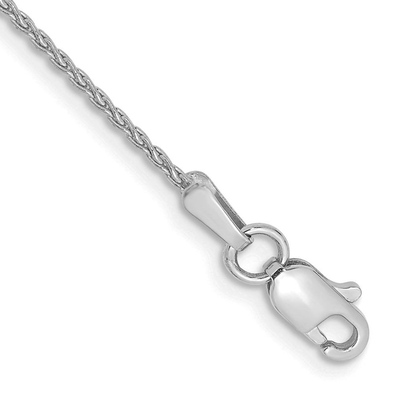 14K White Gold 1.2mm Parisian Wheat With Lobster Clasp Chain Anklet