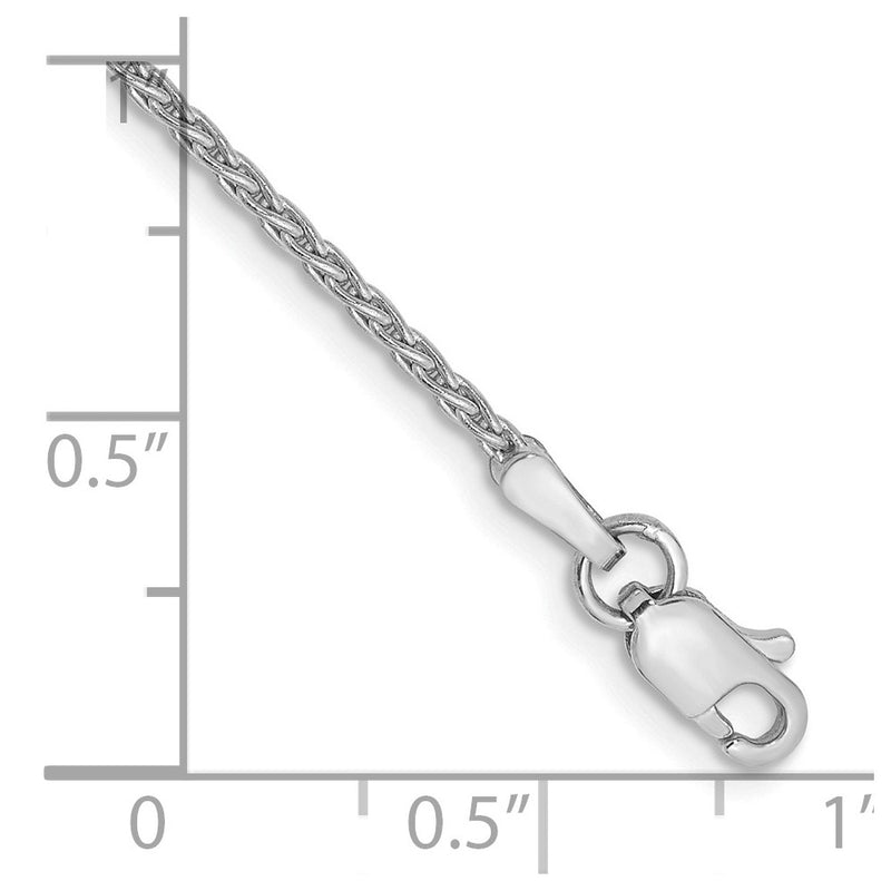 14K White Gold 1.5mm Parisian Wheat With Lobster Clasp Chain Anklet