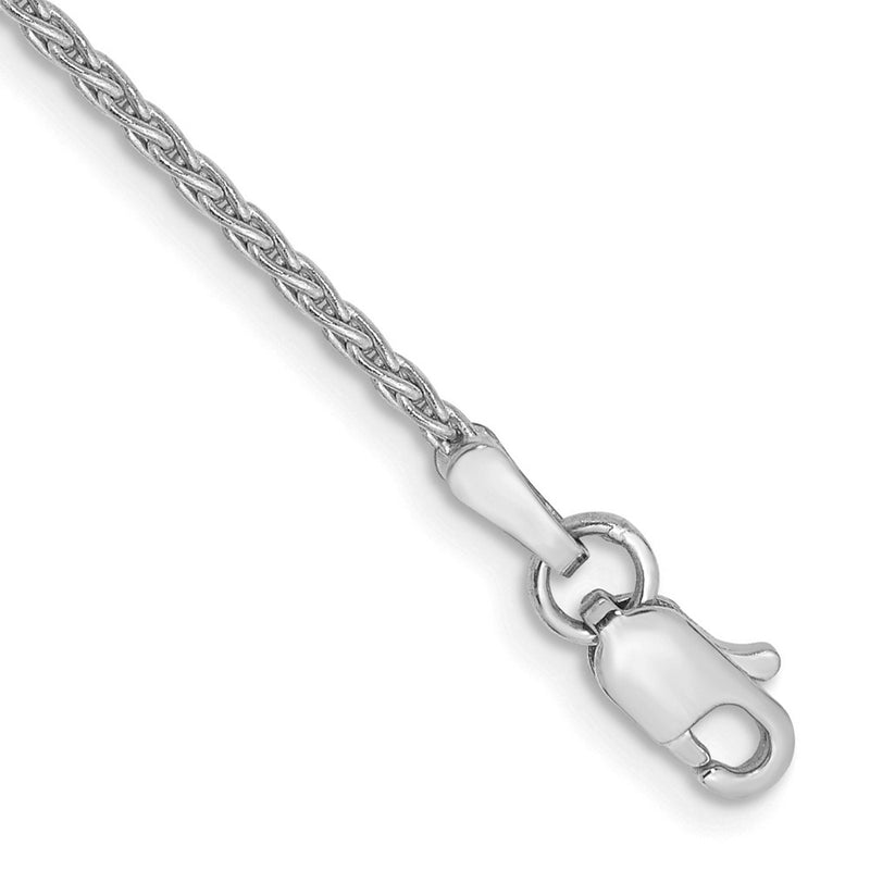 14K White Gold 1.5mm Parisian Wheat With Lobster Clasp Chain Anklet