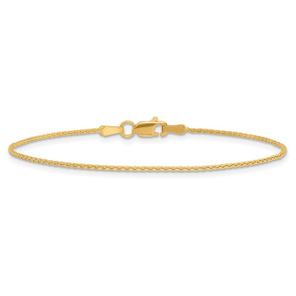 14K Yellow Gold 1.2mm Parisian Wheat With Lobster Clasp Chain Anklet