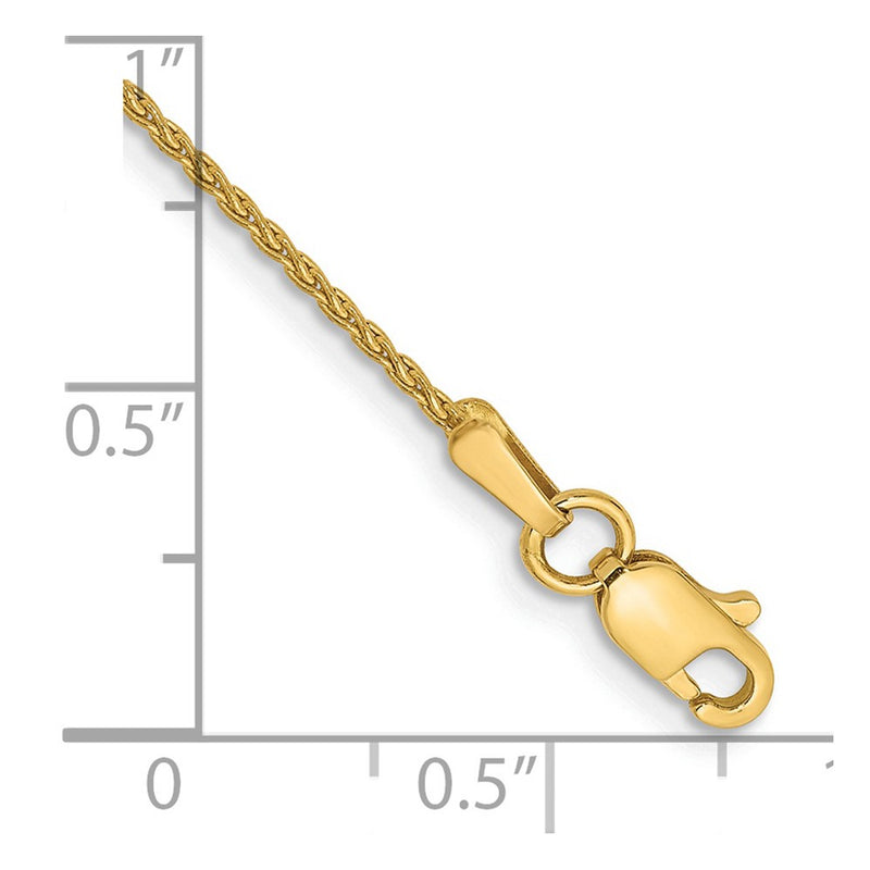 14K Yellow Gold 1.2mm Parisian Wheat With Lobster Clasp Chain Bracelet