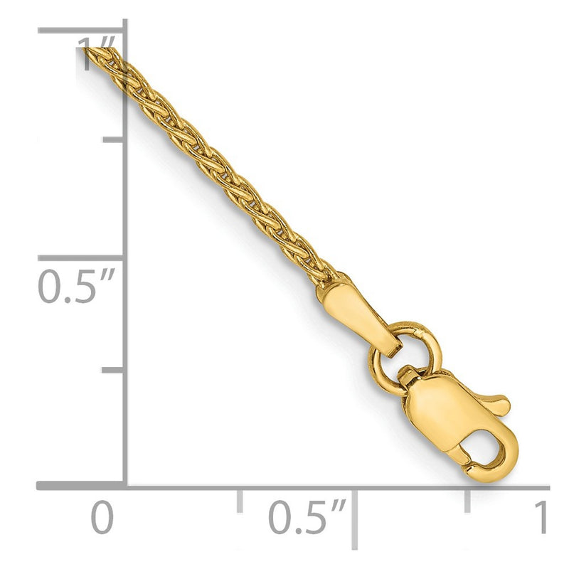 14K Yellow Gold 1.5mm Parisian Wheat With Lobster Clasp Chain Bracelet