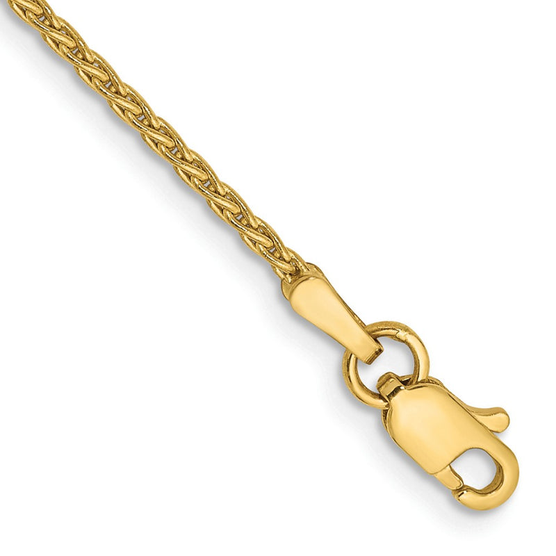 14K Yellow Gold 1.5mm Parisian Wheat With Lobster Clasp Chain Bracelet