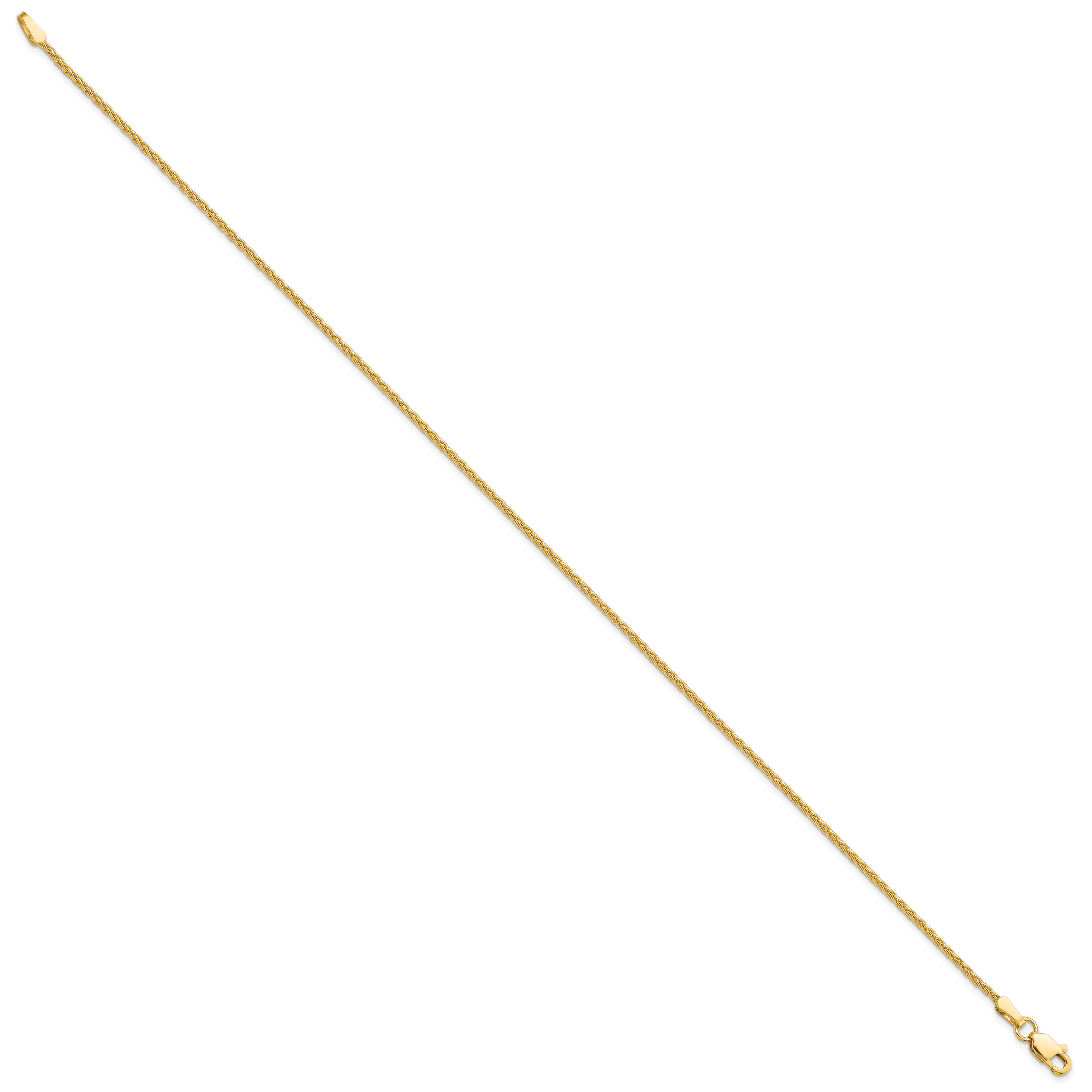 14K Yellow Gold 9 Inch 1.5mm Parisian Wheat With Lobster Clasp Anklet