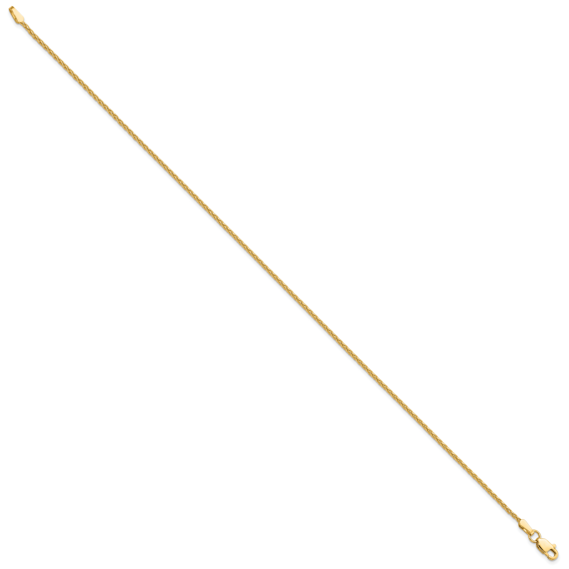14K Yellow Gold 9 Inch 1.5mm Parisian Wheat With Lobster Clasp Anklet