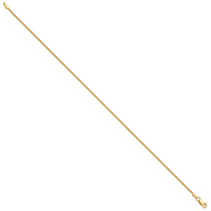 14K Yellow Gold 9 Inch 1.5mm Parisian Wheat With Lobster Clasp Anklet