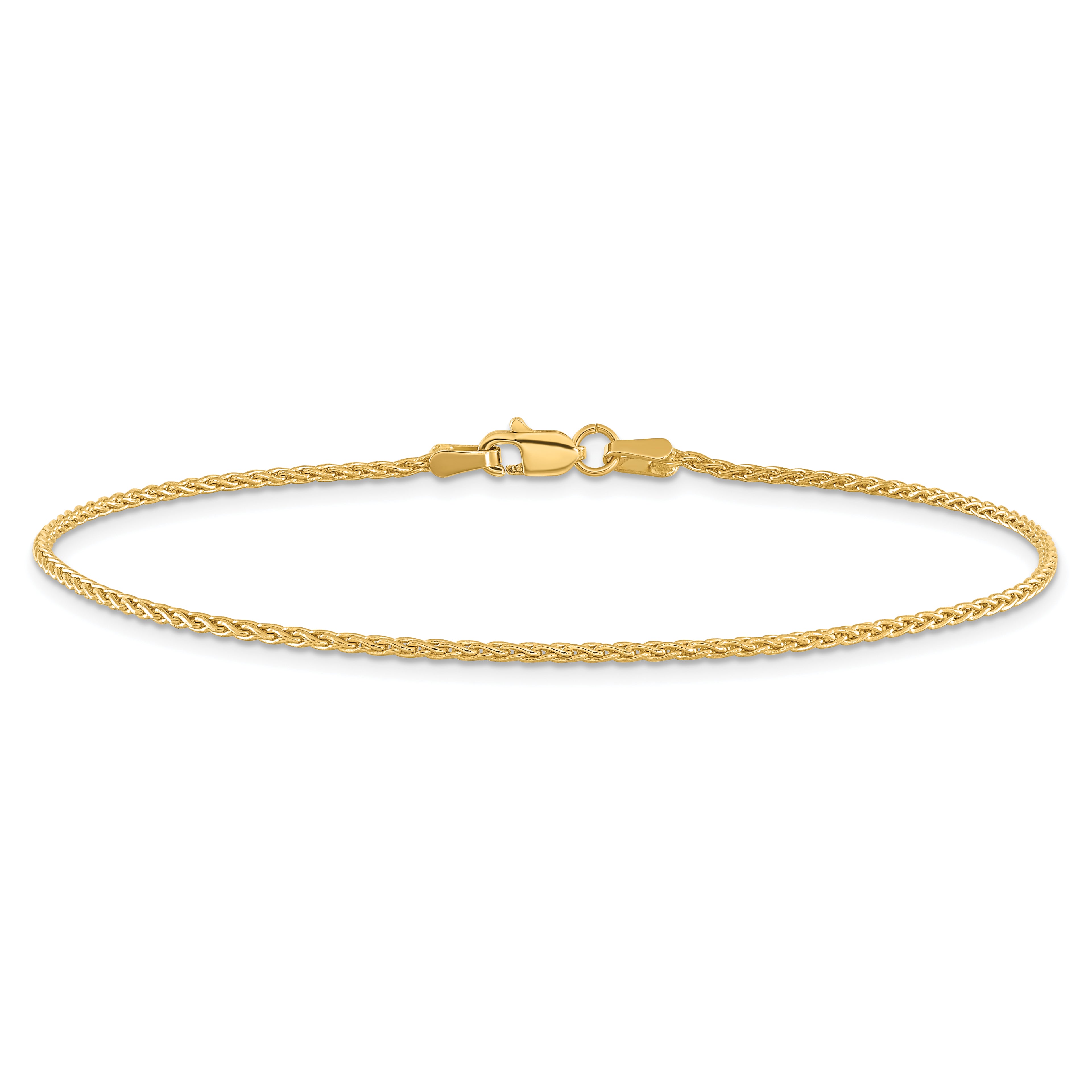 14K Yellow Gold 9 Inch 1.5mm Parisian Wheat With Lobster Clasp Anklet