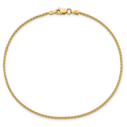 14K Yellow Gold 9 Inch 1.5mm Parisian Wheat With Lobster Clasp Anklet