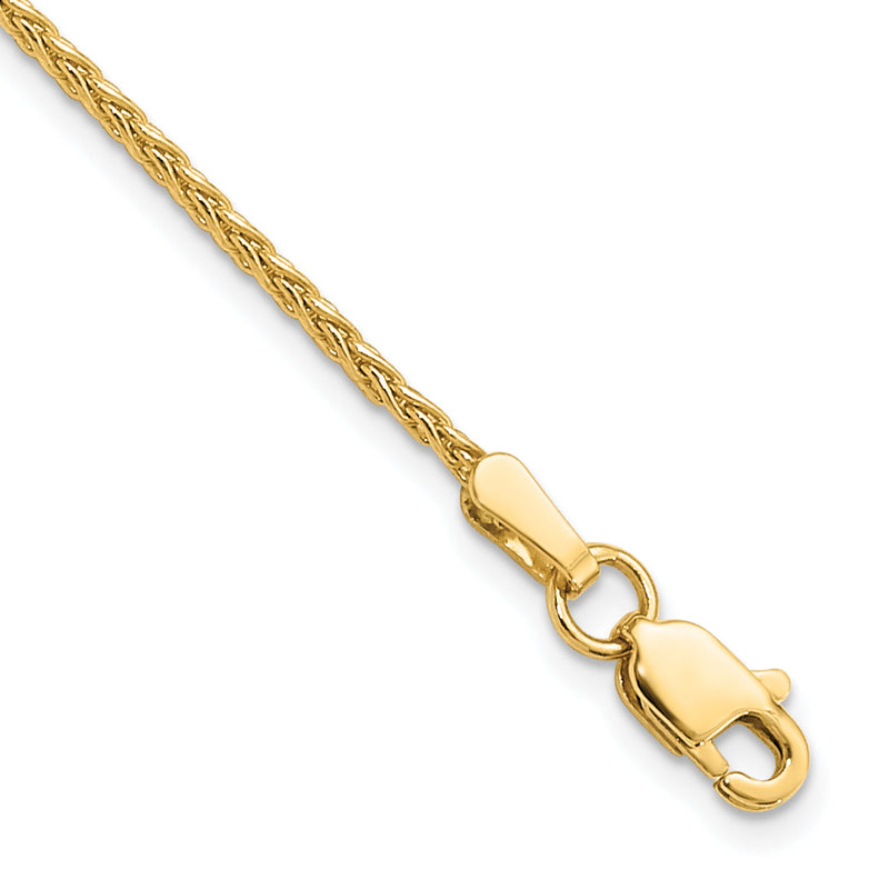 14K Yellow Gold 1.5mm Parisian Wheat With Lobster Clasp Chain Anklet
