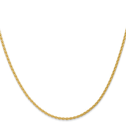 14K Yellow Gold 24 Inch 1.75mm Parisian Wheat With Lobster Clasp Chain Necklace