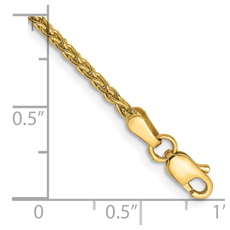 14K Yellow Gold 1.75mm Parisian Wheat With Lobster Clasp Chain Anklet