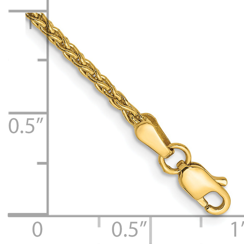 14K Yellow Gold 1.75mm Parisian Wheat With Lobster Clasp Chain Bracelet
