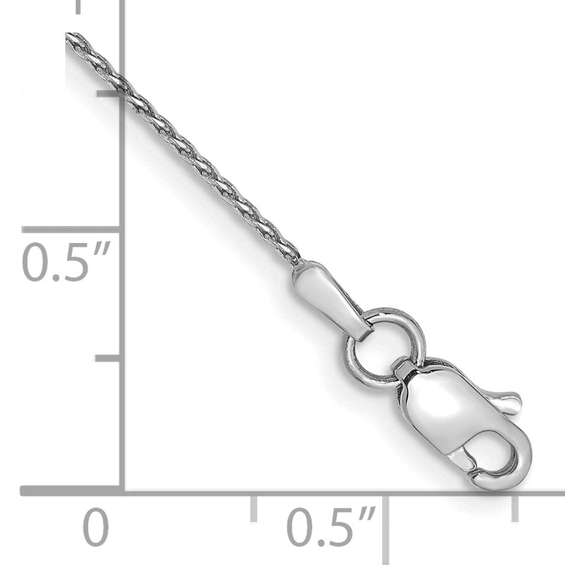14K White Gold .8mm Diamond-Cut Parisian Wheat With Lobster Clasp Chain Bracelet