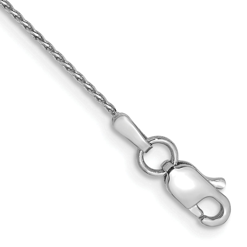 14K White Gold .8mm Diamond-Cut Parisian Wheat With Lobster Clasp Chain Bracelet