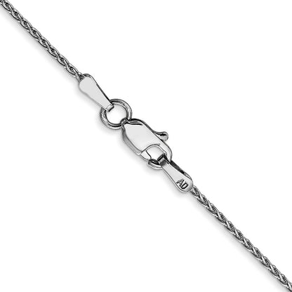 14K White Gold 1mm Diamond-Cut Parisian Wheat With Lobster Clasp Chain Necklace