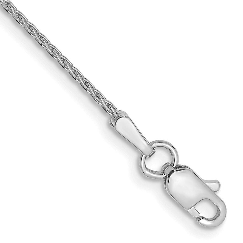 14K White Gold 1mm Diamond-Cut Parisian Wheat With Lobster Clasp Chain Anklet