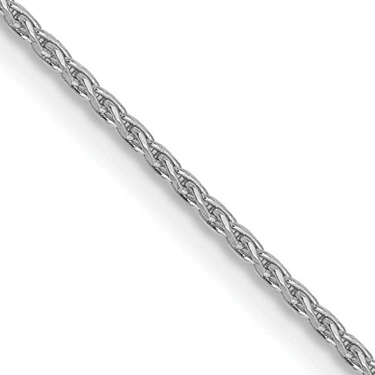 14K White Gold 14 Inch 1mm Diamond-Cut Parisian Wheat With Lobster Clasp Chain