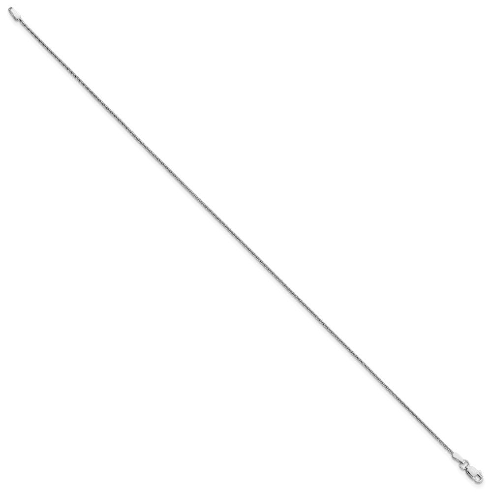 14K White Gold 1.5mm Diamond-Cut Parisian Wheat With Lobster Clasp Chain Anklet