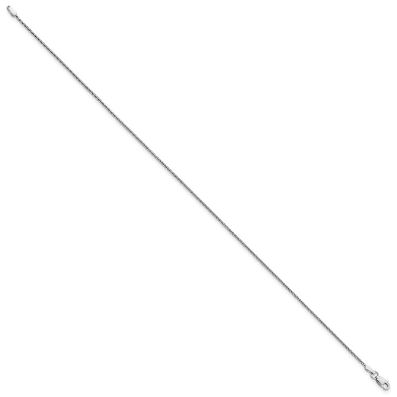 14K White Gold 1.5mm Diamond-Cut Parisian Wheat With Lobster Clasp Chain Anklet