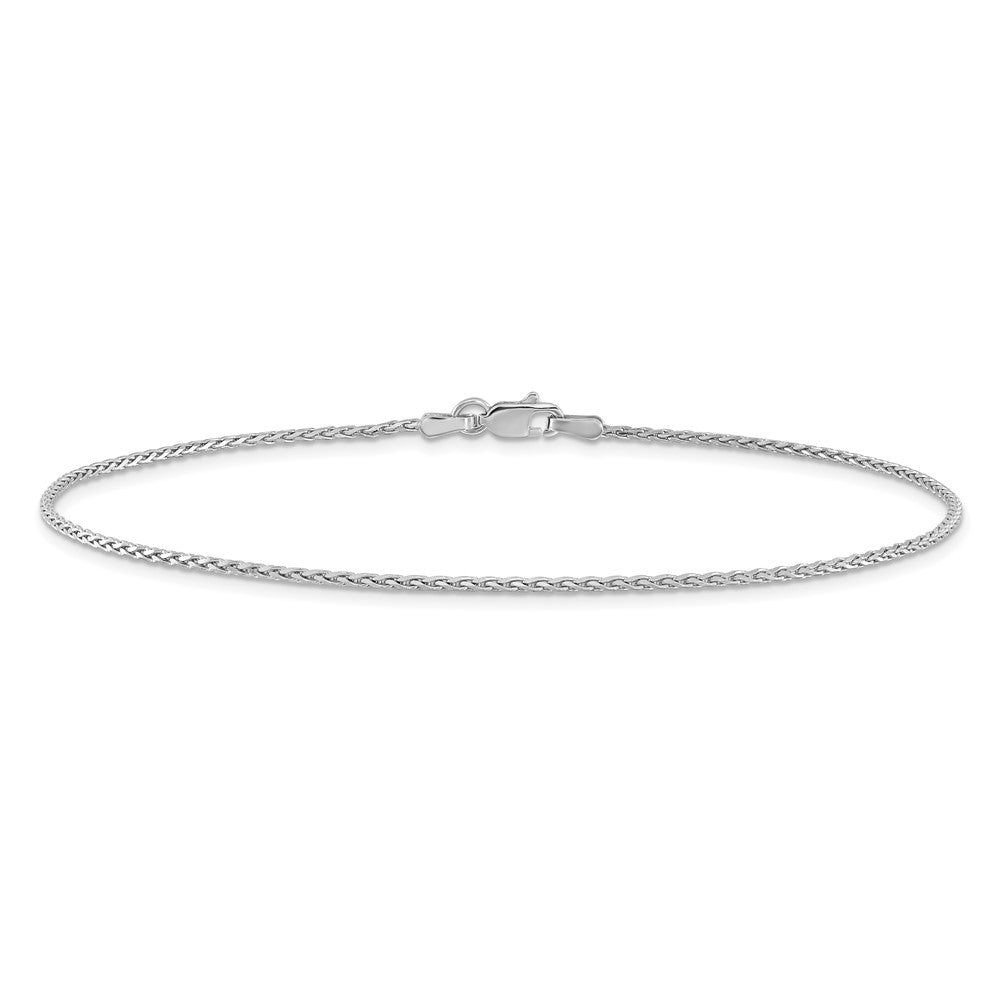 14K White Gold 1.5mm Diamond-Cut Parisian Wheat With Lobster Clasp Chain Anklet