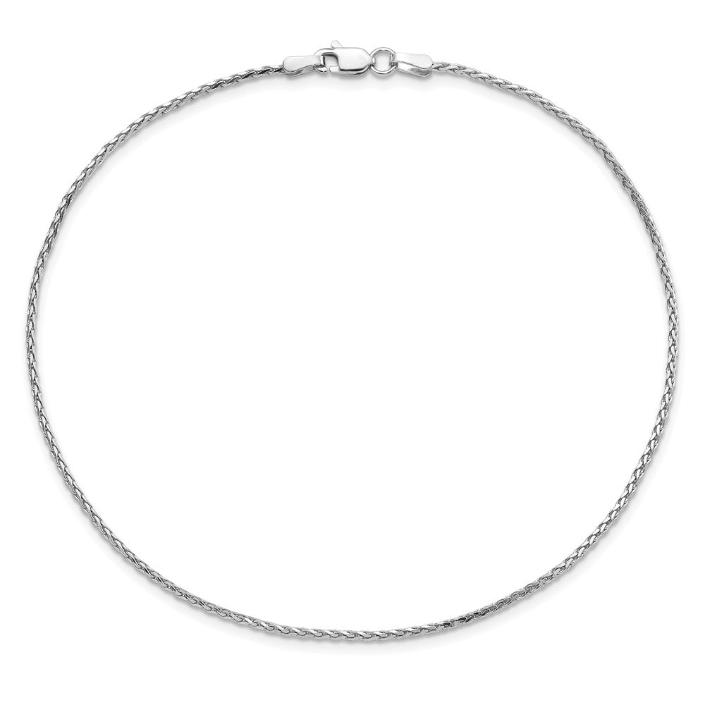 14K White Gold 1.5mm Diamond-Cut Parisian Wheat With Lobster Clasp Chain Anklet