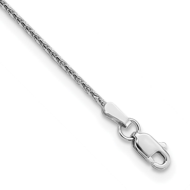 14K White Gold 1.5mm Diamond-Cut Parisian Wheat With Lobster Clasp Chain Anklet