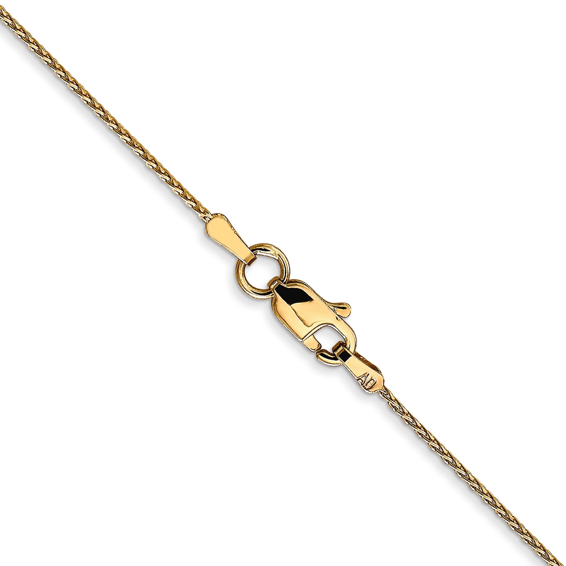 14K Yellow Gold 16 Inch .8mm Diamond-Cut Parisian Wheat With Lobster Clasp Chain Necklace
