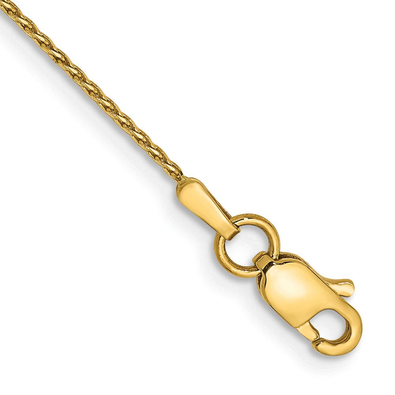 14K Yellow Gold .8mm Diamond-Cut Parisian Wheat With Lobster Clasp Chain Anklet