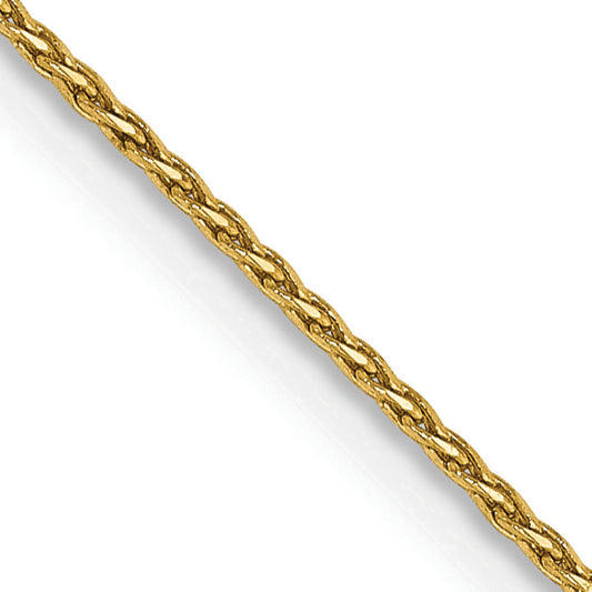 14K Yellow Gold 14 Inch .8mm Diamond-Cut Parisian Wheat With Lobster Clasp Chain
