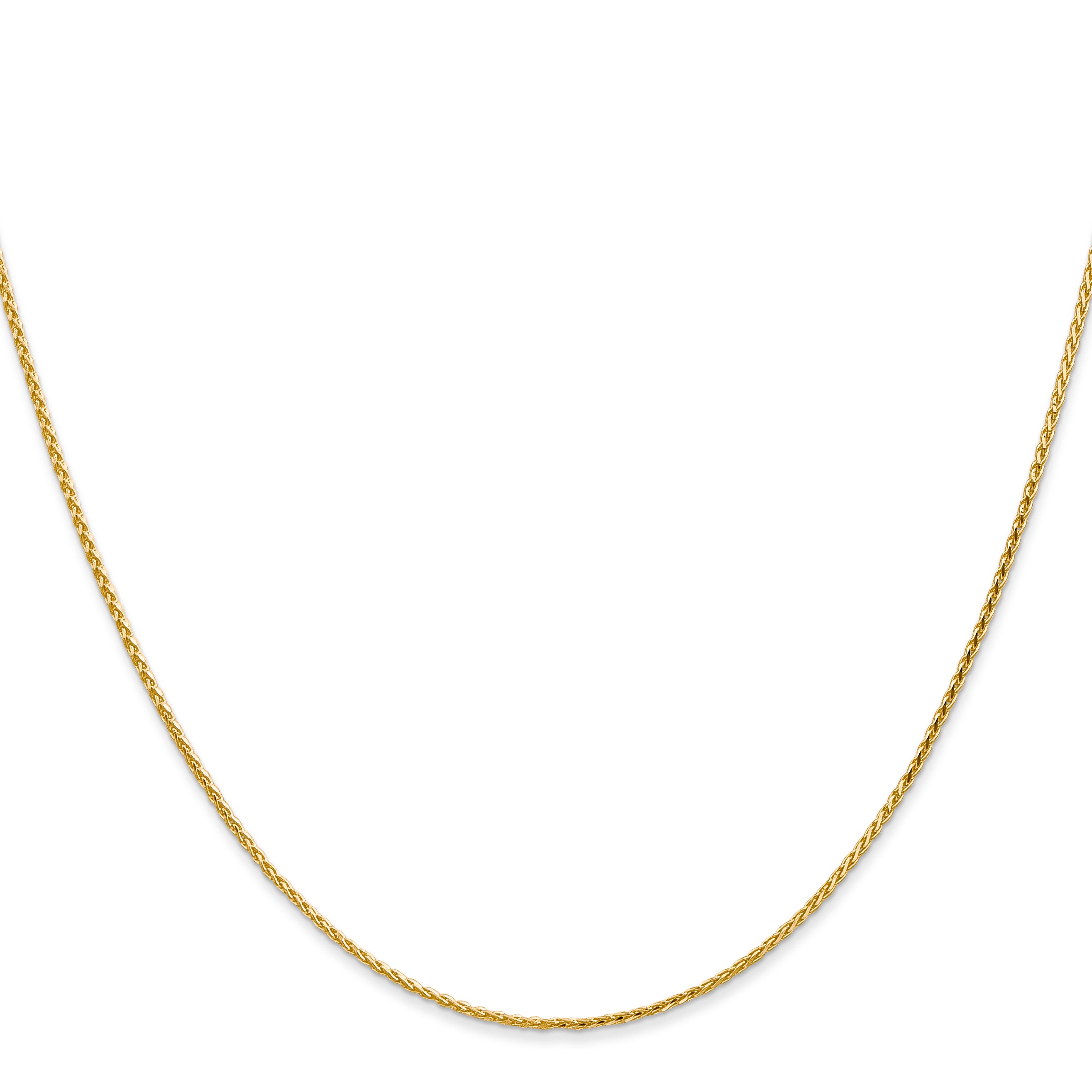 14K Yellow Gold 14 Inch 1mm Diamond-Cut Parisian Wheat With Lobster Clasp Chain