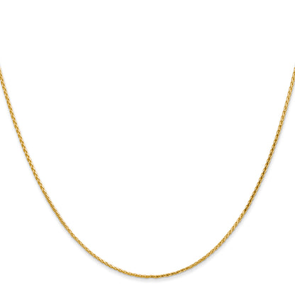14K Yellow Gold 14 Inch 1mm Diamond-Cut Parisian Wheat With Lobster Clasp Chain