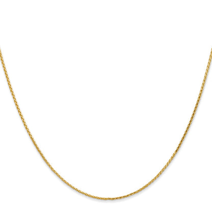 14K Yellow Gold 18 Inch 1mm Diamond-Cut Parisian Wheat With Lobster Clasp Chain Necklace