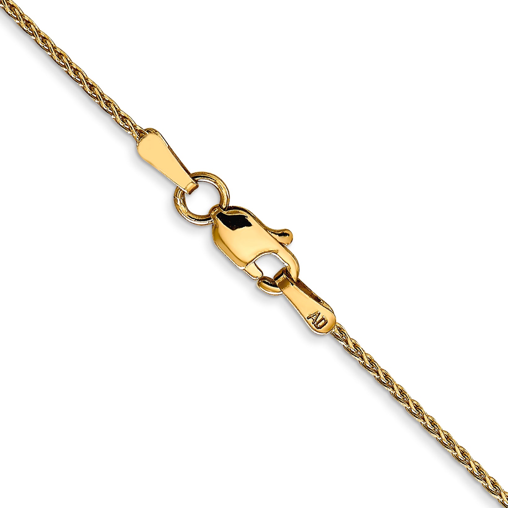 14K Yellow Gold 14 Inch 1mm Diamond-Cut Parisian Wheat With Lobster Clasp Chain