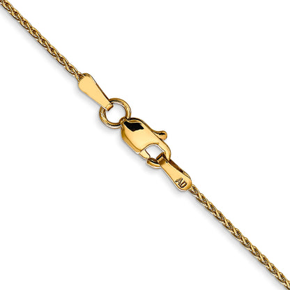 14K Yellow Gold 14 Inch 1mm Diamond-Cut Parisian Wheat With Lobster Clasp Chain