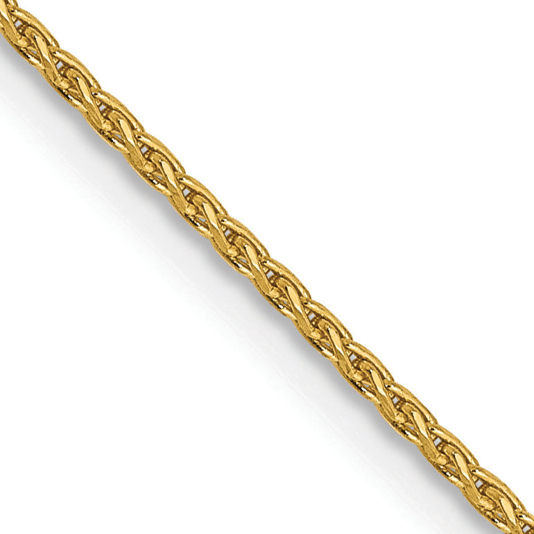14K Yellow Gold 14 Inch 1mm Diamond-Cut Parisian Wheat With Lobster Clasp Chain