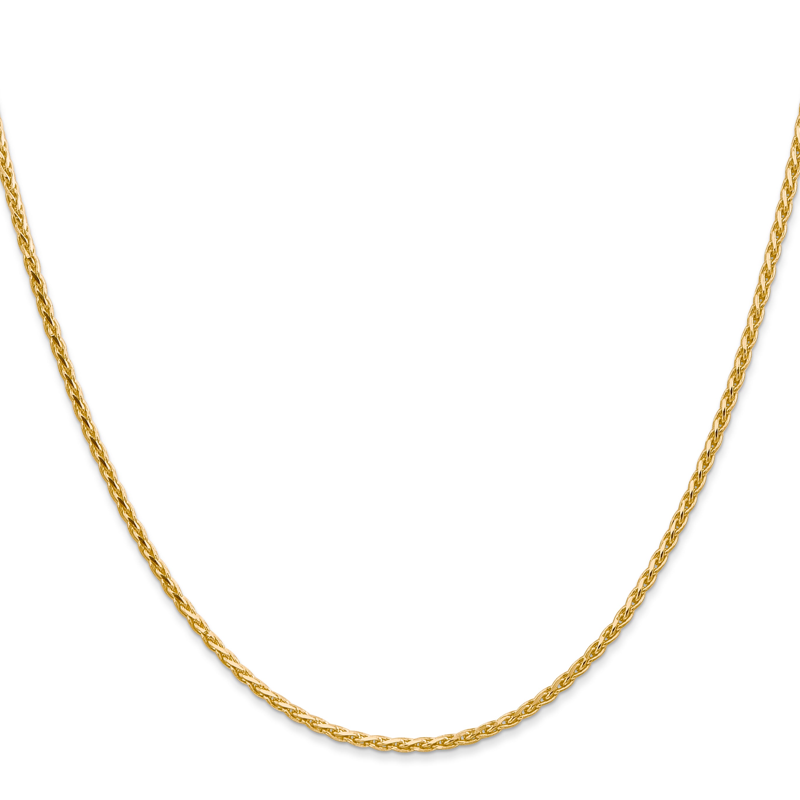 14K Yellow Gold 24 Inch 1.9mm Diamond-Cut Parisian Wheat With Lobster Clasp Chain Necklace