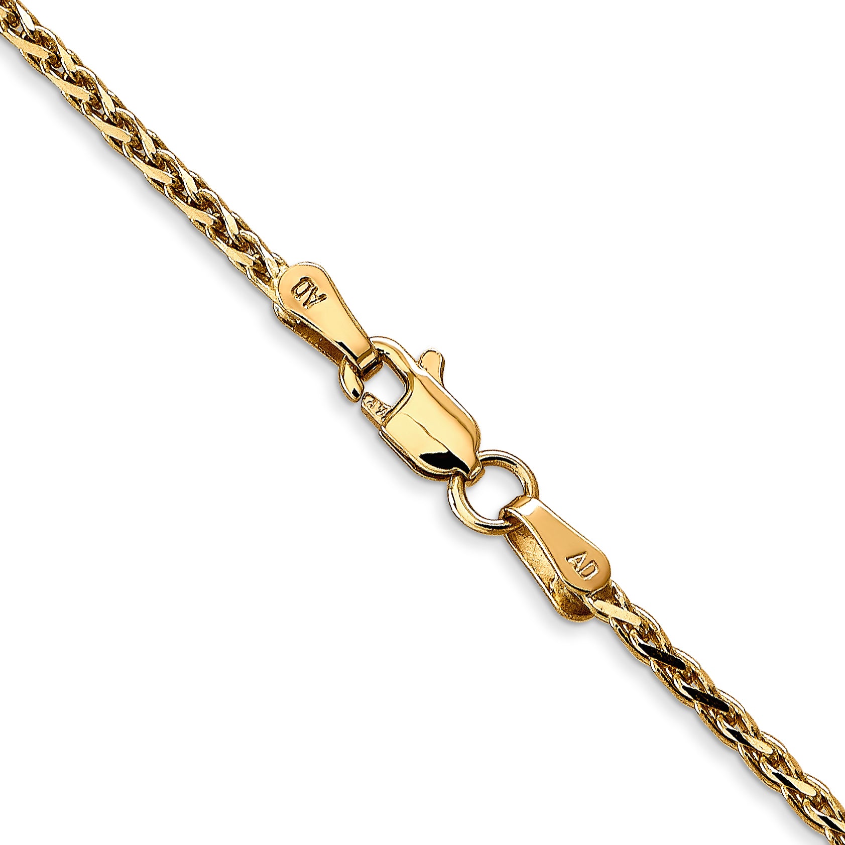 14K Yellow Gold 20 Inch 1.9mm Diamond-Cut Parisian Wheat With Lobster Clasp Chain Necklace